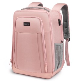 ZRSUN Travel Backpack, Business Anti Theft Slim Sturdy Laptops Backpack with USB Charging Port, Water Resistant College School Laptop Bag for Men & Women Fits 15.6 Inch Notebook,Pink