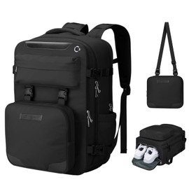 Maelstrom Travel Backpack for Women Men, 2 in 1 Crossbody Bag Laptop Backpack Fits 15.6-17.3 Inch Laptop, 26L Work/Nurse/Teacher Bag, Carry On Backpack with Shoe Compartment, Black