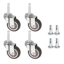 PATIKIL 2 Inch Swivel Caster Set of 4 Stem Casters 5/16" (8mm) Dia Stem Threaded TPE Wheels 179Lbs Total Load Capacity with Sockets for Furniture Trolley Cart