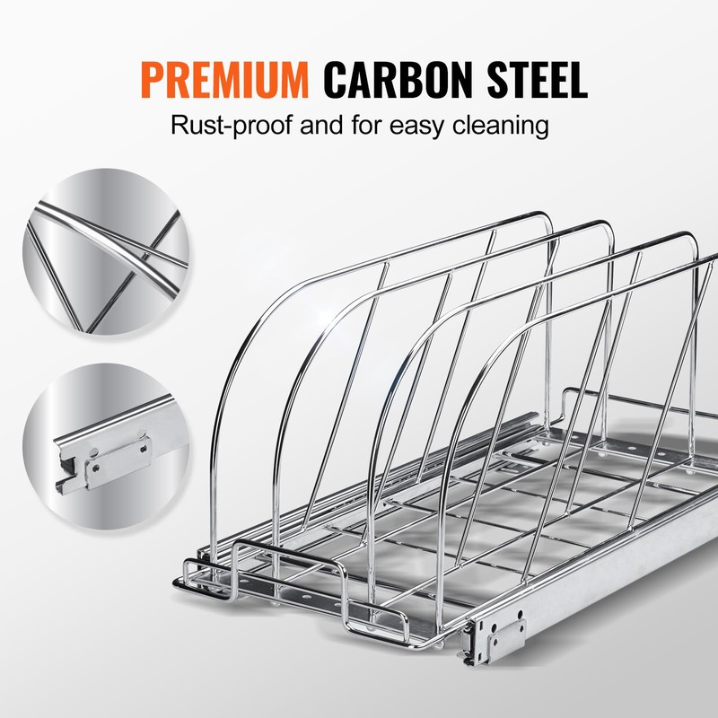 VEVOR Pan and Pot Rack, Expandable Pull Out Under Cabinet
