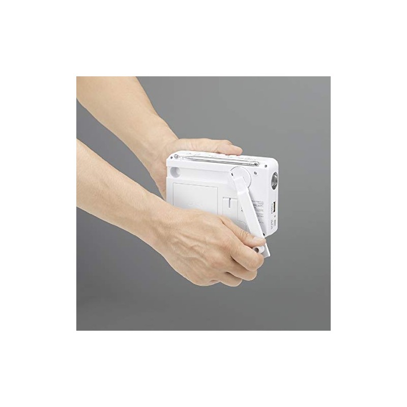 Yazawa TV07WH 3.2 Inch Hand Crank Charging One-Seg TV (White)