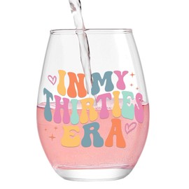 Lamyba 30th Birthday Gifts for Her, Unique 30th birthday decorations for Women - In My 30s Era Wine Glass, 30 Year Old Birthday Gifts for Women Friend Mom Sister Daughter Wife Coworker, 15oz