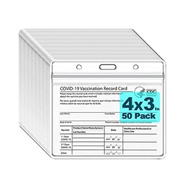 Acooe CDC Vaccine Card case, Vaccine Card Holder 3x4, Vaccine Card Covers with Lanyards Card Holders, Waterproof Vaccination Card Holders, Plastic Holder for Vaccine Card (50 Vaccine Card Case)