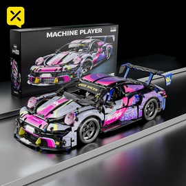 【1:10】911 Colorful Building Blocks Assembly Race Car Science and Education Toy for Children with 1:10 Static Version:_【static version】Color 911