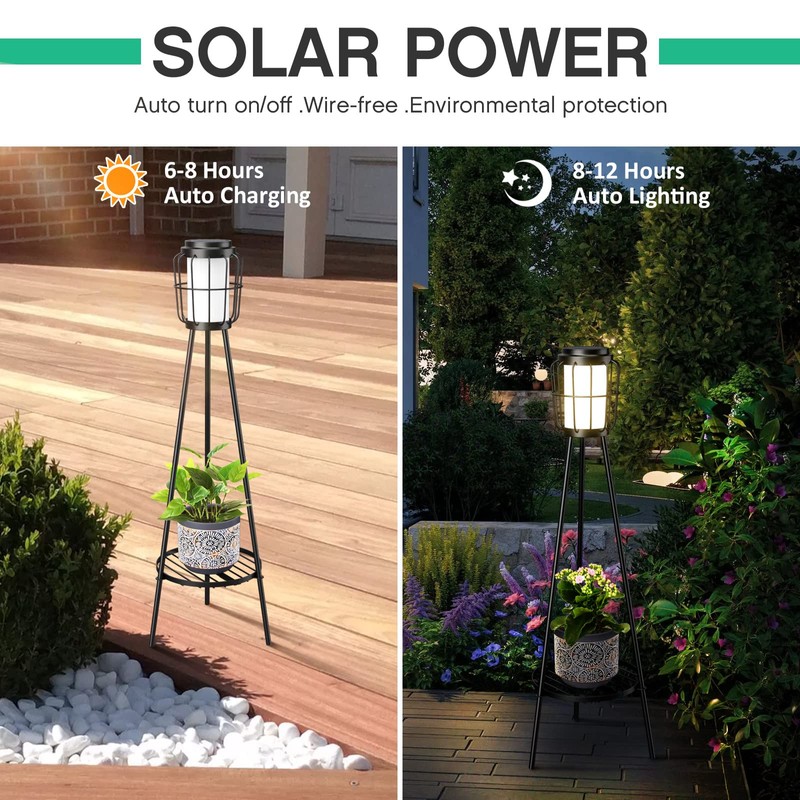 MXwcy 2 Pack Solar Lights Outdoor with Plant Stands -