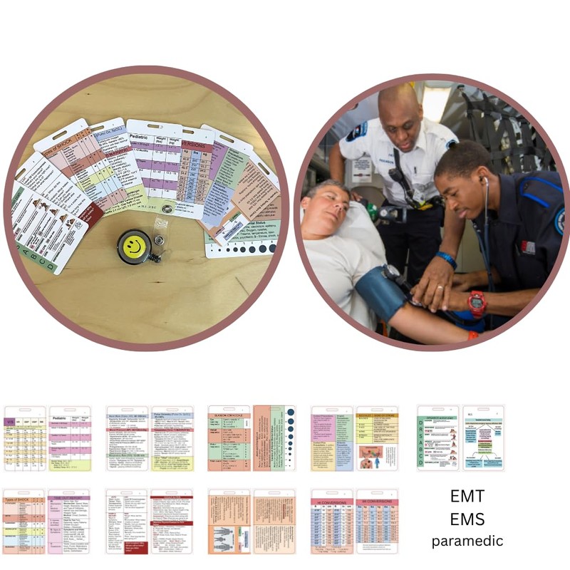 EMT Badge Card, EMS Reference, Paramedic Vertical Pocket Card -