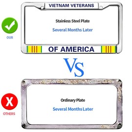 Vietnam Veterans of America License Plate Frame Chrome 2 Holes,US Army Vietnam Veteran Car License Plate Frame Holder with Screws Caps Sets