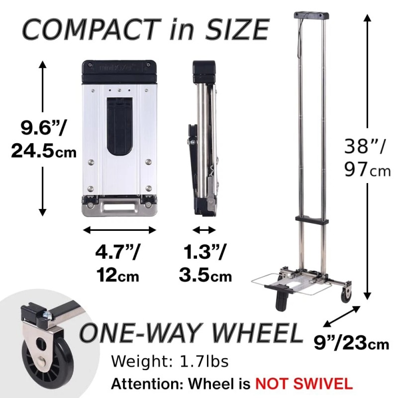 Japard Folding Carrying Cart, Luggage Cart with 2 Wheels One