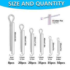 Cotter Pin Assortment Kit,SpzcdZa 302pcs 13 Size Cotter Pins Assortment Kit 304 Stainless Steel R Clips Hardware Pins & Hairpin Cotter Pins Set for Trucks, Engine Repair