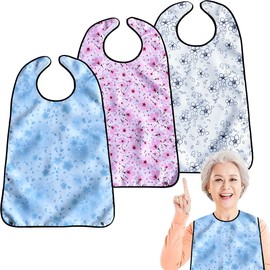 VOPHIA 3 Pack Adult Bibs for Women Washable Bib Reusable Waterproof Clothing Protector with Optional Crumb Catcher (Refreshing)