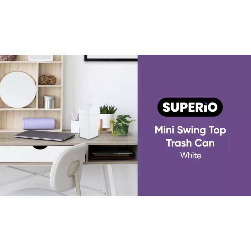 Superio 1.25 Gal Mini Plastic Trash Can with Swing Top