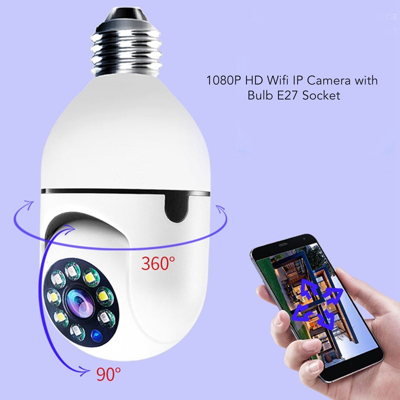Bulb Security Camera 1080P Wireless 360 Degree Panoramic Intelligent HD