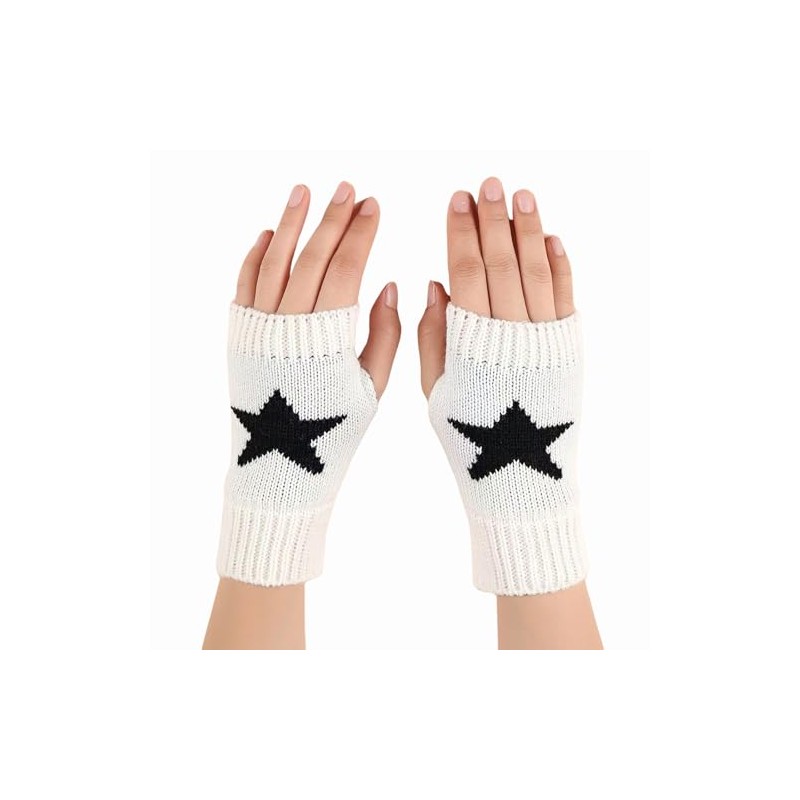 yolrdiw Women's Therian Star Fingerless Gloves Wrist Length Knitted Mitten