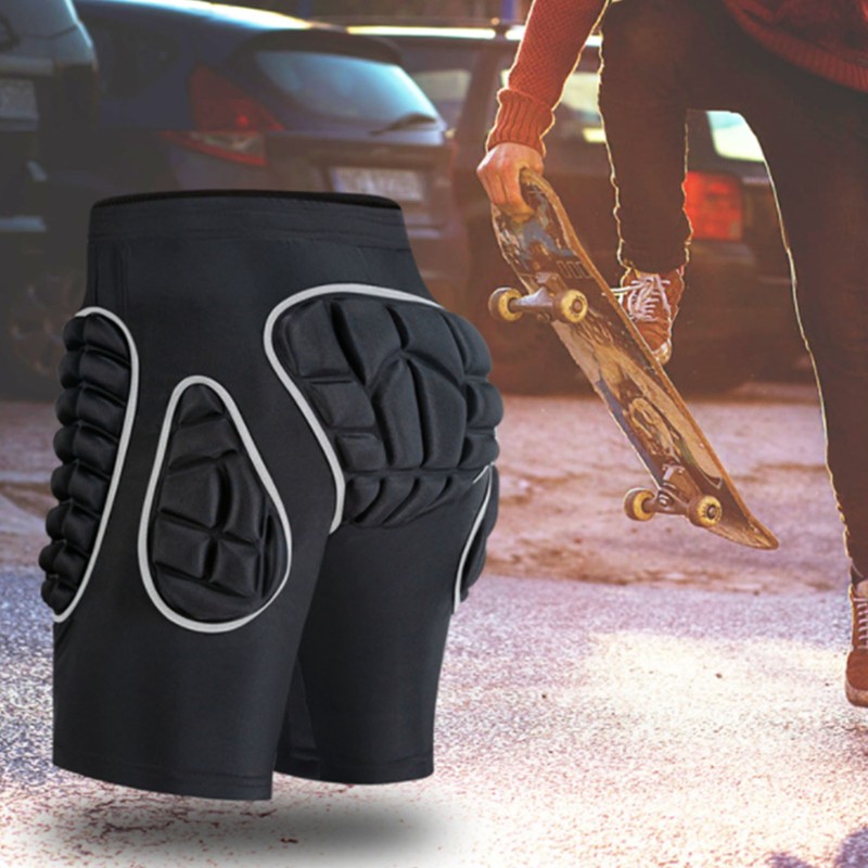 Silver Black Skiing Hip Protection Shorts Impact Resistant Breathable Skating
