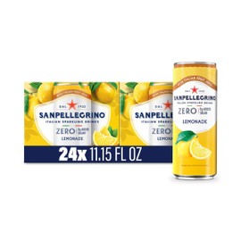 Sanpellegrino Zero Grams Added Sugar Italian Sparkling Drinks Lemonade, Sparkling Lemon Beverage, 24 Pack of 11.15 Fl Oz Cans