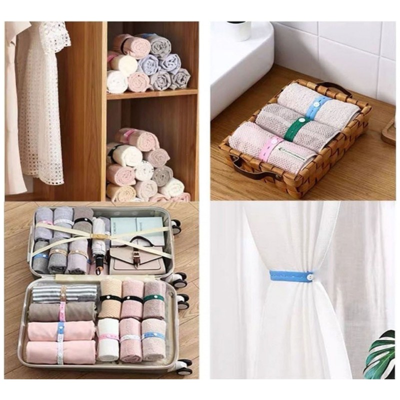 100Pcs Elastic Band with Buttonholes Stretchable Reusable Roll Up Clothes