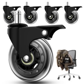 Office Chair Casters with Brake, 3 Inch Universal Casters,Suitable for Carpet and Hardwood Floors, Universal Fits Most Chairs