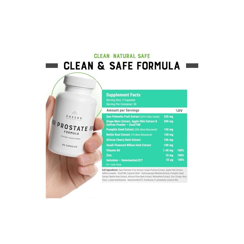 Cheers Prostate Formula for Men, Selenium, Zinc & Vitamin B6,