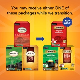 Twinings K-Cup Pods Variety Pack, Includes English Breakfast, Earl Grey, and Green for Keurig and Single Cup Brewers, 12 Count (Pack of 3), Enjoy Hot or Iced | Packaging May Vary