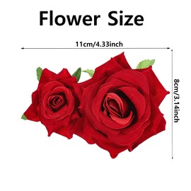 Red Rose Hair Clip, Flower Hair Clips for Women, Bohemia Floral Hairpin Bride Hair Decor for Wedding Prom Party Mexican Costume, Hair Flowers Accessories (red)