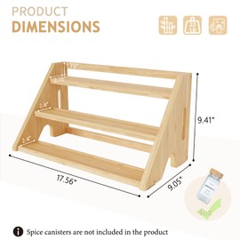 CCHIDG Bamboo Spice Rack Organizer -3-Tier Spice Rack for Countertop,Cabinet Spice Rack Organizer for 27 Spice Jars(4oz)，Step Shelf (yellow)