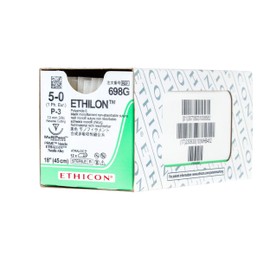 Ethicon ETHILON Nylon Suture, 698G, Synthetic Non-absorbable, P-3 (13 mm), 3/8 Circle Needle, Size 5-0, 18" (45 cm)