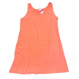 FRESH PRODUCE Small Sunset Coral Pinstripe DRAPE Cotton Jersey Dress $75 NWT S