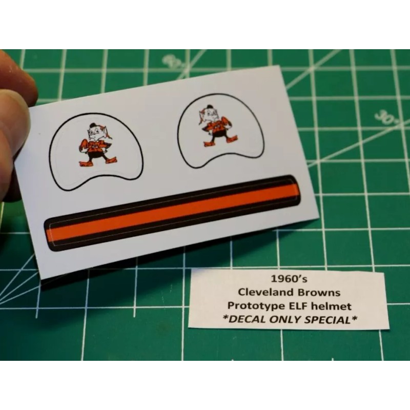 Prototype *WHITE ELF* Browns DIECUT Football Gumball Helmets *DECAL SHEET