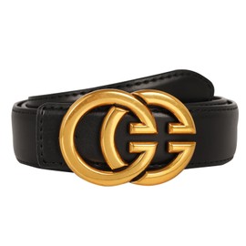 Aurolran Women's Fashion Classic Metal Buckle Leather Belt with Jeans Dress