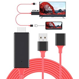 HDMI Cables Adapter USB to HDTV Cable, Tsemy Wire Dongle USB Male + USB Female to HDMI Male 1080P HDTV Mirroring Cable for for Phone/Pad/S9/S8/Note 8 and More Steaming Sharing (Red)