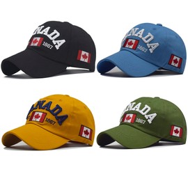 RNFENQS 4 Pack Canada Hat Cotton Embroidered Maple Leaf Canadian Baseball Cap Canada Souvenirs for Men Women