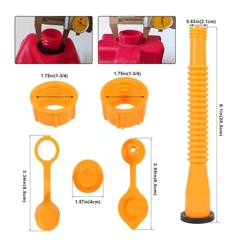 3 Sets Gas Can Spout Replacement Flexible Hoses Vent Covers