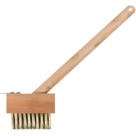 KANTA PATIO WEED WIRE BRUSH BROOM BLOCK PAVING GARDEN WEED SCRAPER BRUSH WOODEN HANDLE 30cm