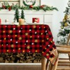 Horaldaily Christmas Tablecloth 60×60 Inch, Holy Nativity Red Buffalo Plaid