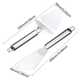 2pcs Stainless Steel Fish Slice Spatula and Cheese Slices/Fish Slice Slotted Turner Non Stick Frying Spatulas Kitchen Utensils for Cooking, Baking, Mixing(Silver)