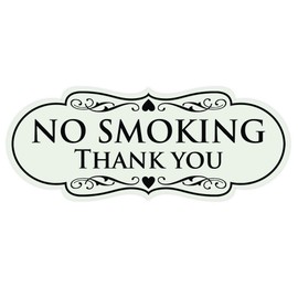 All Quality Designer No Smoking Thank You Wall or Door Sign - Easy to Install | Lt Gray Small (1 Pack)