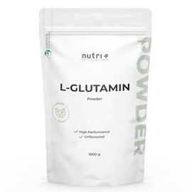 Nutri + Nutri + L Glutamin Pulver Vegan 1 kg - Neutral & hochdosiert ohne Zusatzstoffe - 100% natur rein - Fermentiertes L-Glutamin Powder Made in Germany
