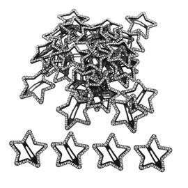 LIFKOME 30pcs Rhinestone Star Hair Clips Snap Barrettes for Women Teens Hollow Pentagram Design for Side Bangs and Back Hair Decoration Secure Hold