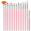 15 Pcs Nail Art Acrylic Brush Set Painting Pen Art