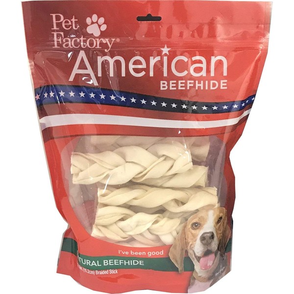 Pet Factory American Beefhide Chews 28219 Rawhide Natural Flavor 6"
