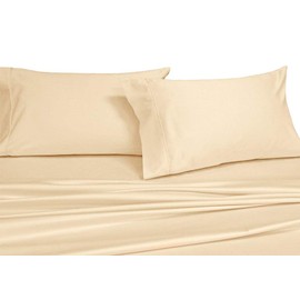 Royal Hotel Bedding Solid Ivory 250-Thread-Count 4pc Queen Bed Sheet Set 100% Cotton, Superior Percale Weave, Crispy Soft, Deep Pocket, 100% Cotton