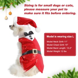 Filhome Dog Cat Christmas Costumes, Santa Claus Bow Tie Tuxedo Suit with hat, Pet Xmas Shirt Party Holiday Dressing up Outfit Clothes for Small Medium Dogs (Red/M)