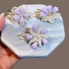 3PCS Pearl Mini Small Hair Clips,Retro Purple Flower Sophistication Hair