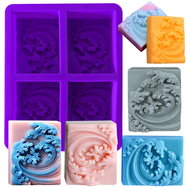 SIQINZONGWA Ocean Wave Soap Molds, Sea Wave Silicone Soap Molds