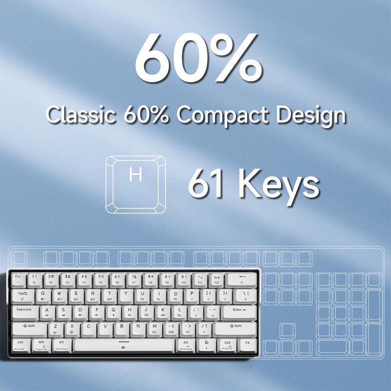 KEMOVE K61SE Gaming Mechanical Keyboard, 60 Percent Wired RGB Backlit
