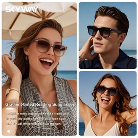 SKYWAY Reading Sunglasses for Women Men, Fashion Classic Outdoor Reader Sunglasses Blue Light Blocking, Fully Magnified Sunglasses with Readers, UV400 Protection - Not Bifocals (Black,2.5)