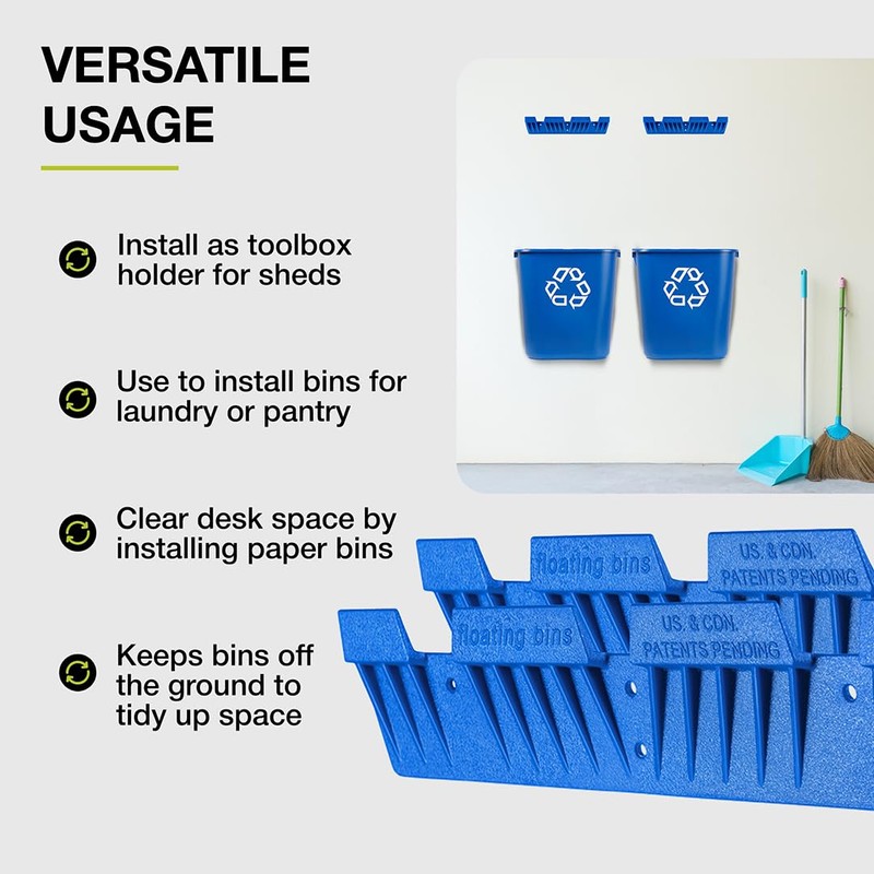 Nova Products Recycle Bin Wall Mount (2 Pack), Blue Bin