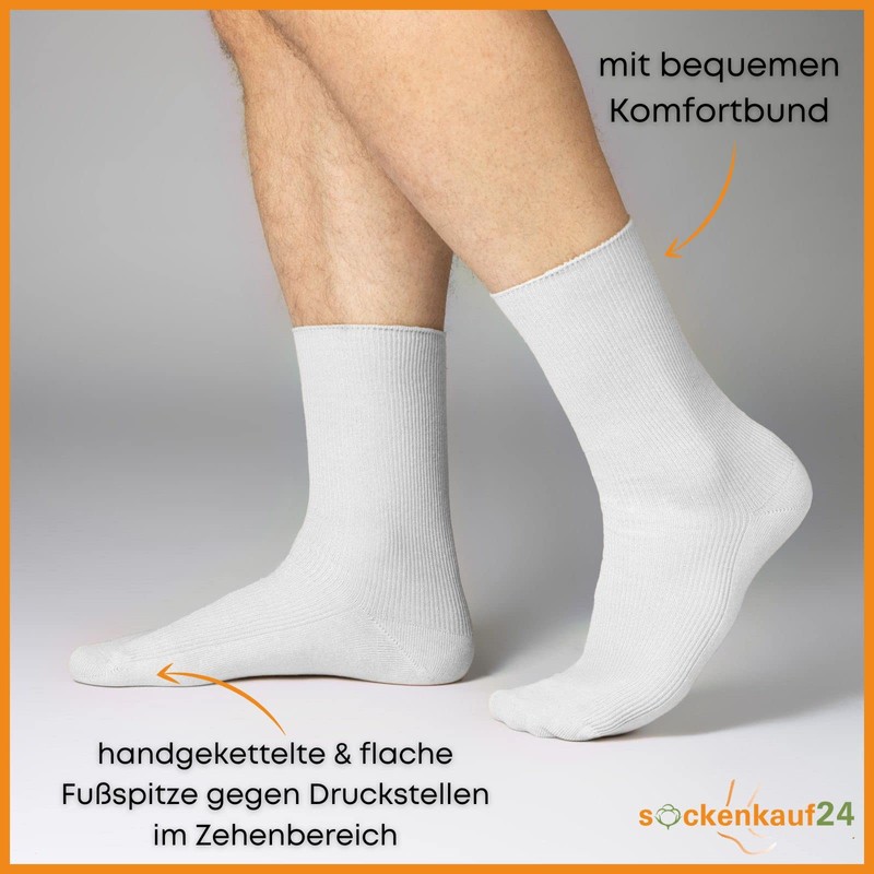 Sockenkauf24 12 Pairs Unisex Socks without Rubber Print 100% Cotton