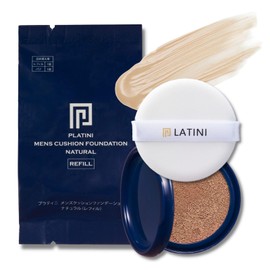 PLATINI Men's Cushion Foundation Refill [Natural] Refill, Puffed, 0.4 oz (11 g), Made in Japan