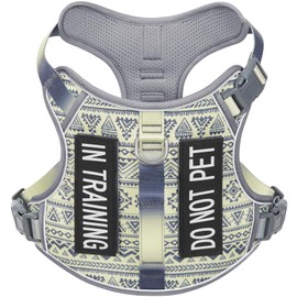 AUNZO Gray Tactical Dog Harness for Large Dog Breeds, No Pull Adjustable Pet Harness with Handle, Reflective K9 Military Service Dog Vest for Walking Hiking Training, Gray Ethnic, XL